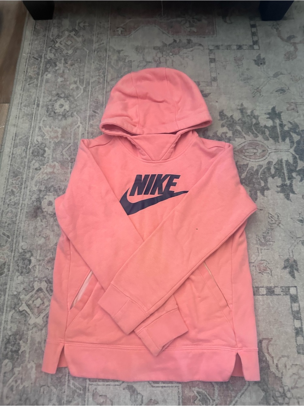 Nike Girls' Pink Hoodie with Black Logo